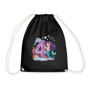 4ème anniversaire fille 4 ans sirène fête - Sac de sport léger - noir - Devant