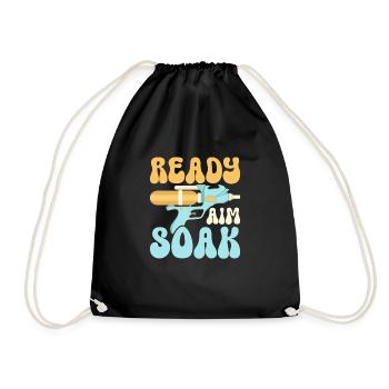 Ready Aim Soak Water Fun Summer Squirt Gun - Drawstring Bag - black - Front