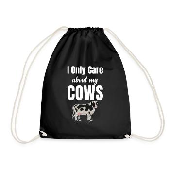 I'm only interested in cows funny farmer - Drawstring Bag - black - Front