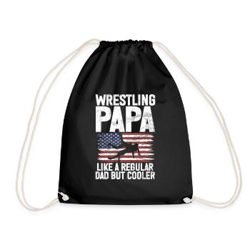 Wrestling Dad Wrestler Men's Father's Day - Drawstring Bag - black - Front