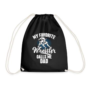 Wrestling Dad Wrestler Men's Father's Day - Drawstring Bag - black - Front
