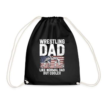Wrestling Dad Wrestler Men's Father's Day - Drawstring Bag - black - Front