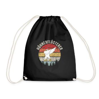 Lustiger Retro Hühnerflüsterer Hühner Huhn - Turnbeutel - Schwarz - Vorne