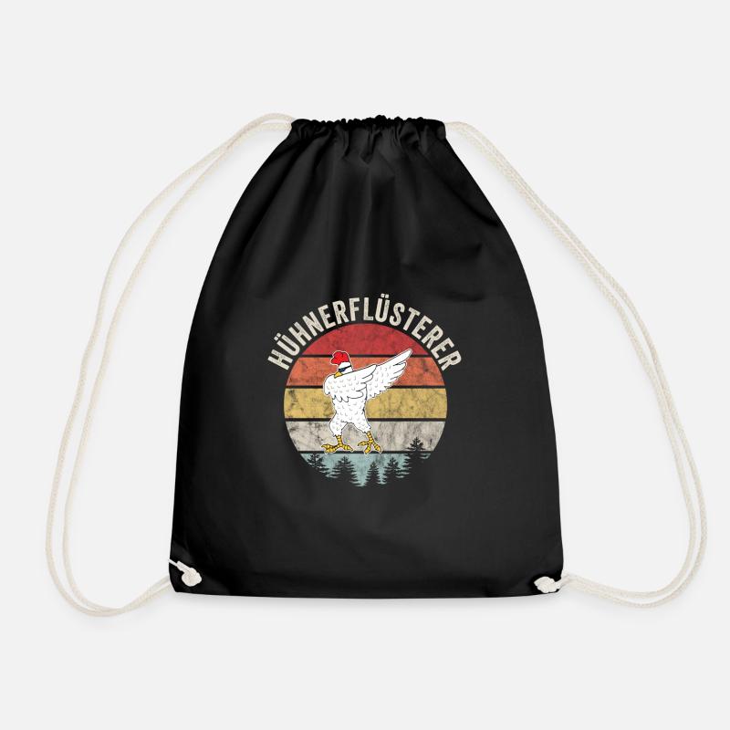 Lustiger Retro Hühnerflüsterer Hühner Huhn - Turnbeutel - Schwarz