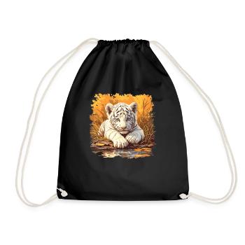 White Tiger Weiße Tiger Weißer Tiger - Turnbeutel - Schwarz - Vorne