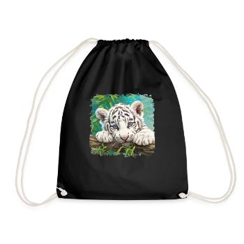 White Tiger Weiße Tiger Weißer Tiger - Turnbeutel - Schwarz - Vorne