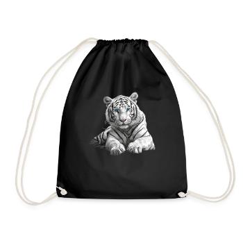 White Tiger Weiße Tiger Weißer Tiger - Turnbeutel - Schwarz - Vorne