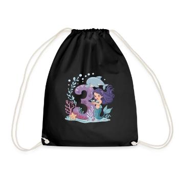 3ème anniversaire fille 3 ans sirène fête - Sac de sport léger - noir - Devant