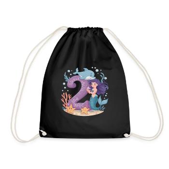 2ème anniversaire fille 2 ans sirène fête - Sac de sport léger - noir - Devant
