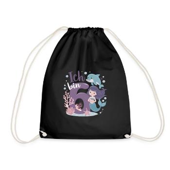 6ème anniversaire fille 6 ans sirène fête - Sac de sport léger - noir - Devant