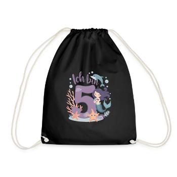 5ème anniversaire fille 5 ans sirène fête - Sac de sport léger - noir - Devant