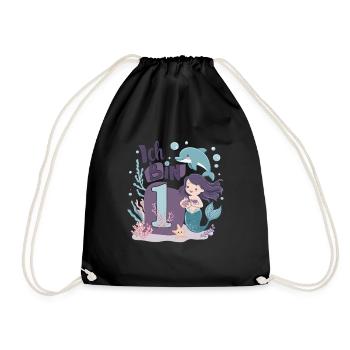 1er anniversaire fille 1 an sirène fête - Sac de sport léger - noir - Devant