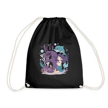 3ème anniversaire fille 3 ans sirène fête - Sac de sport léger - noir - Devant