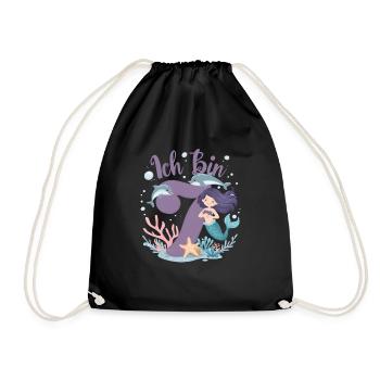 7ème anniversaire fille 7 ans sirène fête - Sac de sport léger - noir - Devant