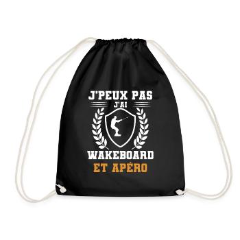 I can't I have wakeboard and humorous aperitif - Turnbeutel - Schwarz - Vorne