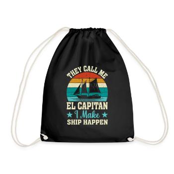 Retro Ship Men - Drawstring Bag - black - Front