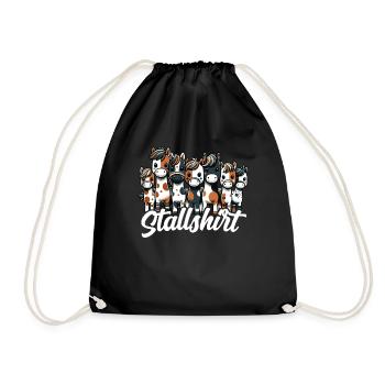 Pferde Stall Geschenk Gbeurtstag Reiten - Turnbeutel - Schwarz - Vorne
