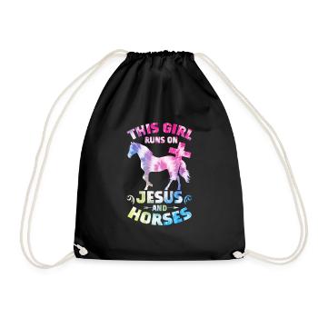 Jesus and Horses Riding Riding - Drawstring Bag - black - Front