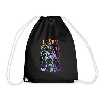 Jesus and Horses Riding Riding - Drawstring Bag - black - Front