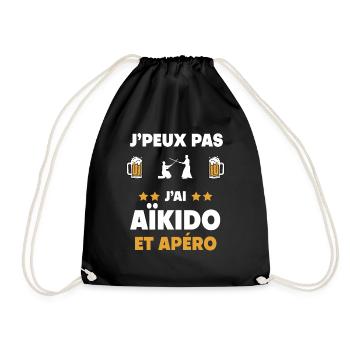 I can't I have aikido aperitif gift - Drawstring Bag - black - Front