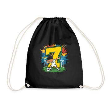 7th Birthday 7 Years Soccer Soccer Player - Drawstring Bag - black - Front