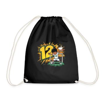 12th Birthday 12 Years Soccer Soccer Player - Drawstring Bag - black - Front