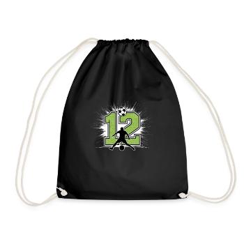 12th Birthday 12 Years Soccer Soccer Player - Drawstring Bag - black - Front