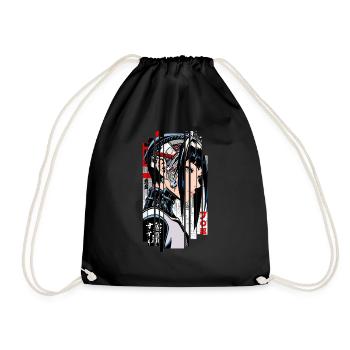 Frau Cyborg Ninja Blau Geometrisch - Turnbeutel - Schwarz - Vorne