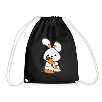 Hase Gemüse Karotte Ostern Geschenk Hase Kanninche - Turnbeutel - Schwarz - Vorne