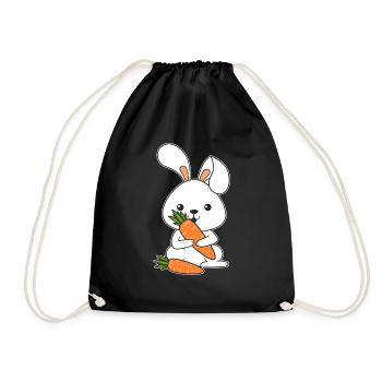 Lapin Légume Carotte Cadeau de lapin de Pâques - Sac de sport léger - noir - Devant