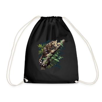 Clouded Leopard Nebelparder - Drawstring Bag - black - Front