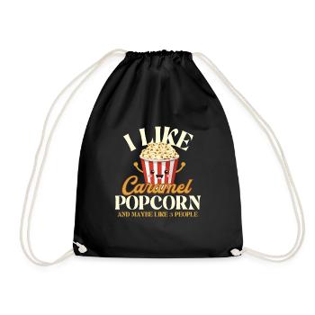 J’aime le maïs soufflé au caramel - Collation aux grains de maïs soufflé - Sac de sport léger - noir - Devant