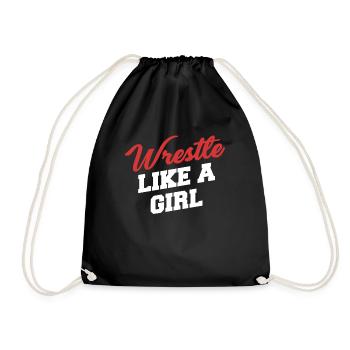 Wrestle Like A Girl Wrestling Martial Arts Karate - Drawstring Bag - black - Front