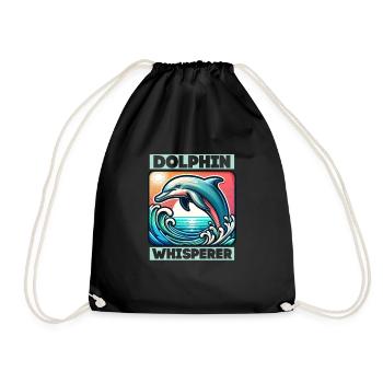 Dolphin Whisperer Beach Vacation Marine Biology - Drawstring Bag - black - Front