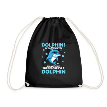 Dolphins Are Awesome Beach Vacation Marine Biology - Drawstring Bag - black - Front