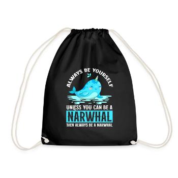 Narwhal Sea Süßer Narwhaler Liebhaber - Turnbeutel - Schwarz - Vorne
