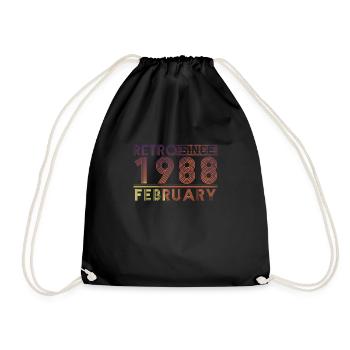 Retro Birthday February 1988 - Sunset line - Drawstring Bag - black - Front
