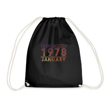 Anniversaire Rétro Janvier 1978 - Ligne Coucher de soleil - Sac de sport léger - noir - Devant