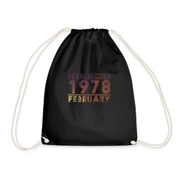 Anniversaire rétro février 1978 - Ligne coucher de soleil - Sac de sport léger - noir - Devant