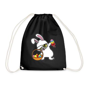 Dabbing Osterhase Ostern Hase - Turnbeutel - Schwarz - Vorne