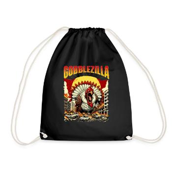 Gobblezilla - Thanksgiving Day Fall Holiday - Drawstring Bag - black - Front