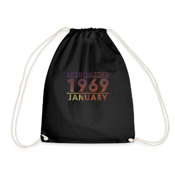 Anniversaire rétro janvier 1969 - Ligne de coucher de soleil - Sac de sport léger - noir - Devant