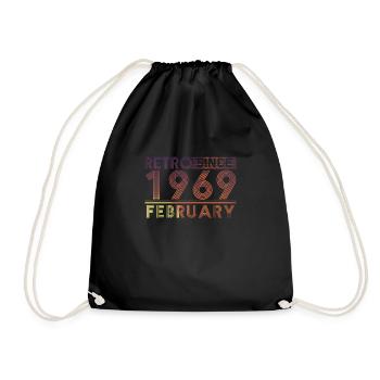 Anniversaire rétro février 1969 - Ligne coucher de soleil - Sac de sport léger - noir - Devant