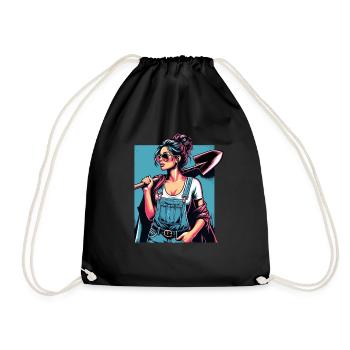 Garten Geschenk Gärtnerin Geburtstag Geschenk - Turnbeutel - Schwarz - Vorne