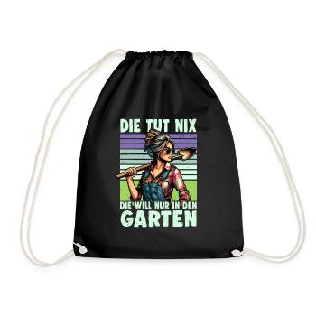 Garten Geschenk Gärtnerin Geburtstag Geschenk - Turnbeutel - Schwarz - Vorne