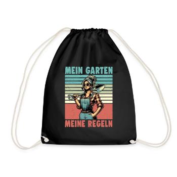Garten Geschenk Gärtnerin Geburtstag Geschenk - Turnbeutel - Schwarz - Vorne