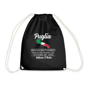 Puglia, Apulien, Italien - Turnbeutel - Schwarz - Vorne
