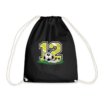 12th Birthday 12 Years Soccer Soccer Player - Drawstring Bag - black - Front