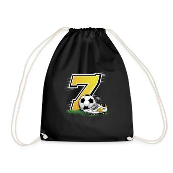 7th Birthday 7 Years Soccer Soccer Player - Drawstring Bag - black - Front