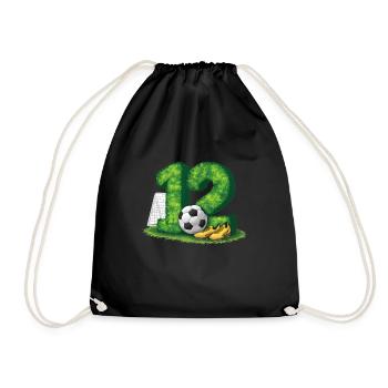 12th Birthday 12 Years Soccer Soccer Player - Drawstring Bag - black - Front